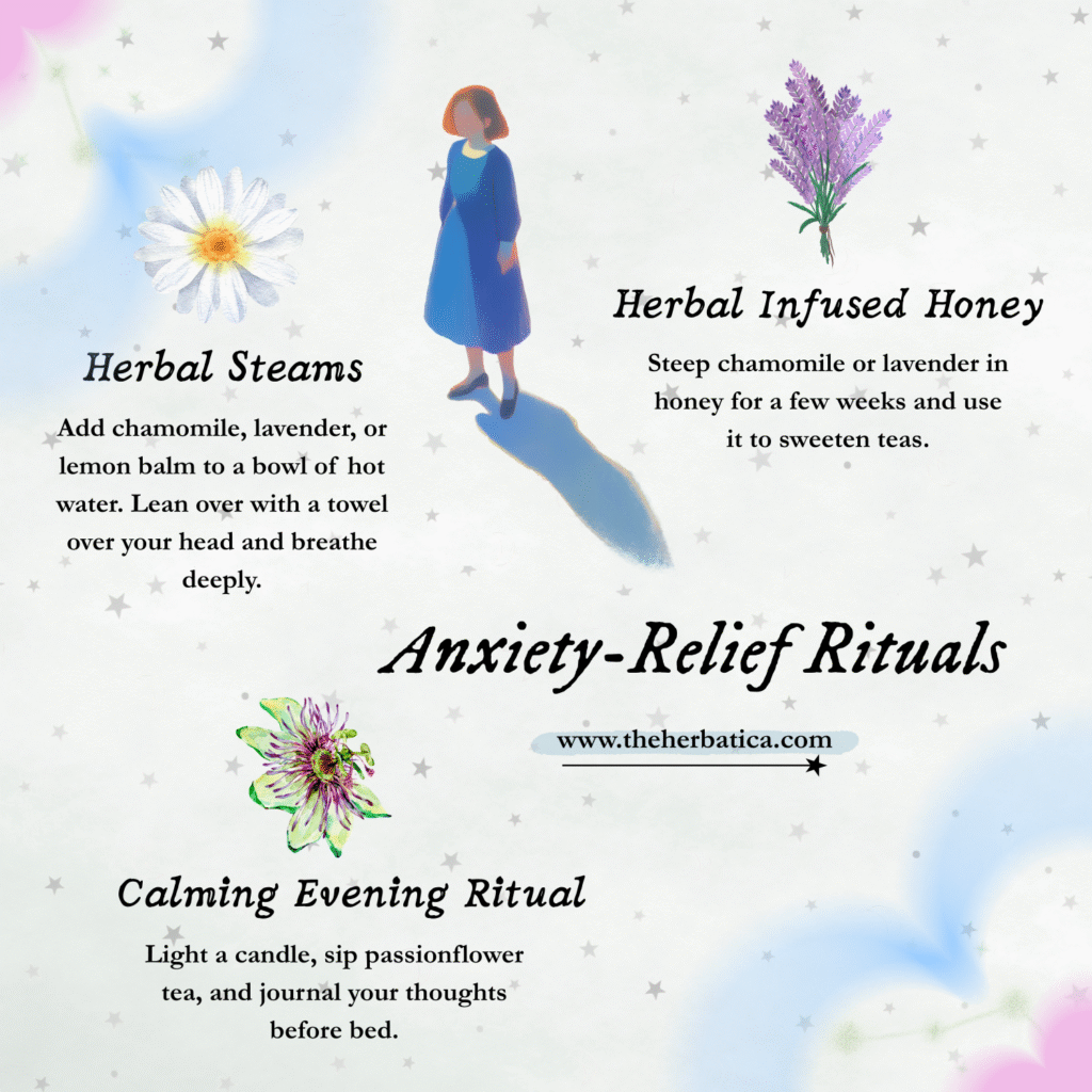 anxiety relief rituals, herbal remedies, mindfulness, holistic health
