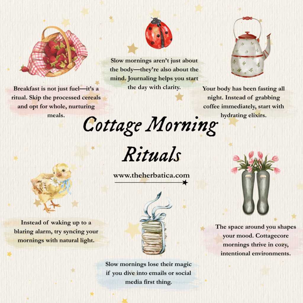 cottage morning rituals, slow mornings, wellness habits